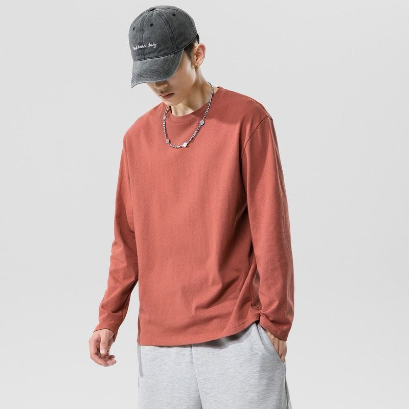 Youth Solid Color Round Neck Sports Pure Cotton Top Men