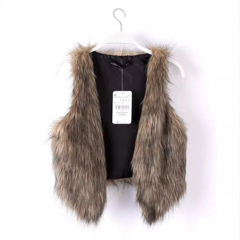 European And American Fashion Solid Color Artificial Fur Fox Fur Vest