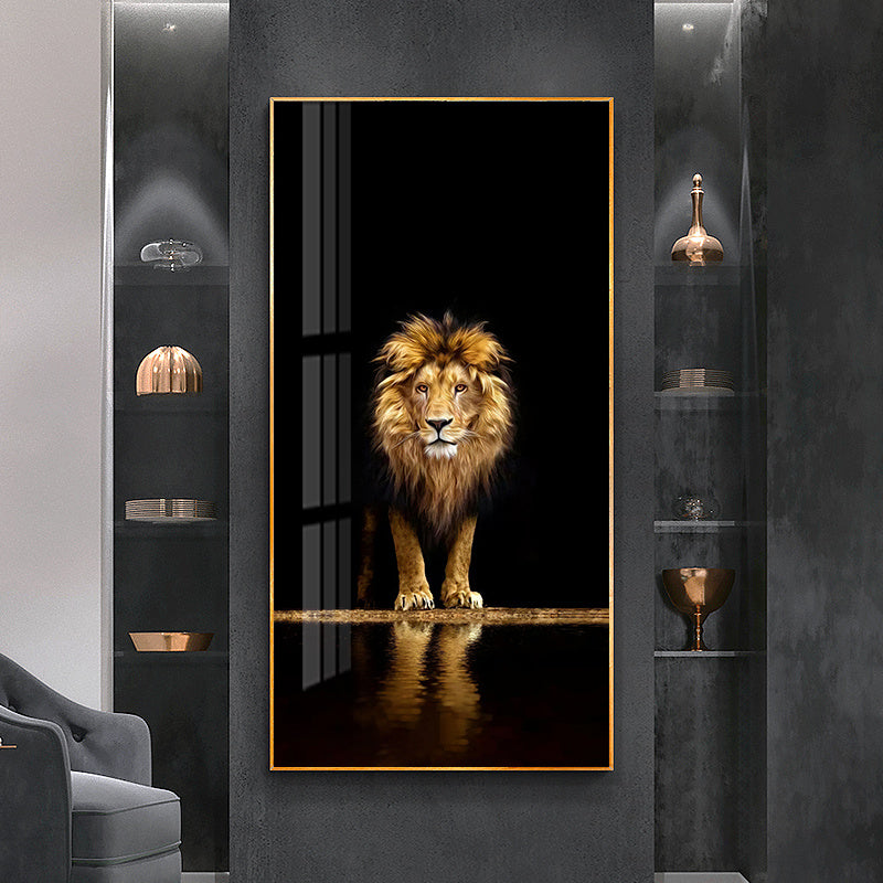 Home Decoration Animal Golden Black Lion Canvas Painting