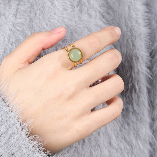 Fashion Unique Crystal Agate Round Ring