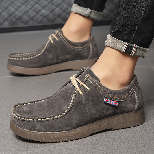 New Casual Korean Style Trendy All-matching British Style Leather Sneakers Men