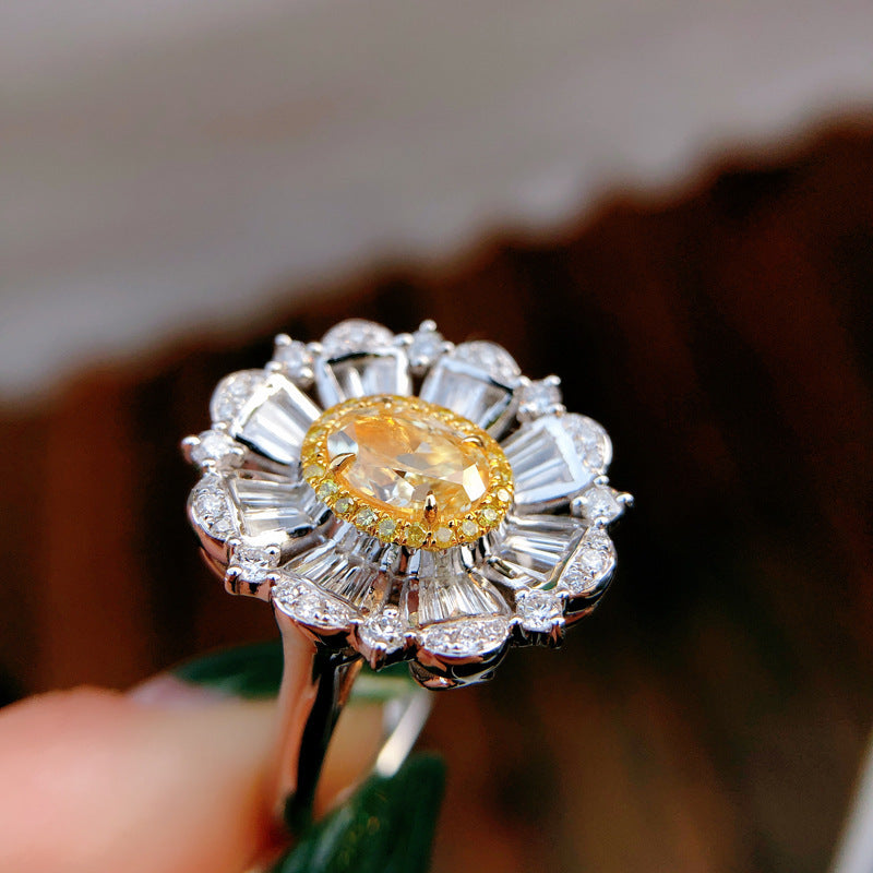 Yellow Diamond Gorgeous Blooming Flower Ring