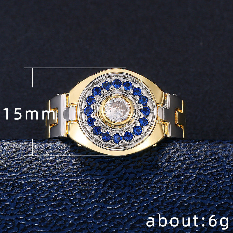 Men's Ring With Zirconium Diamond Strap