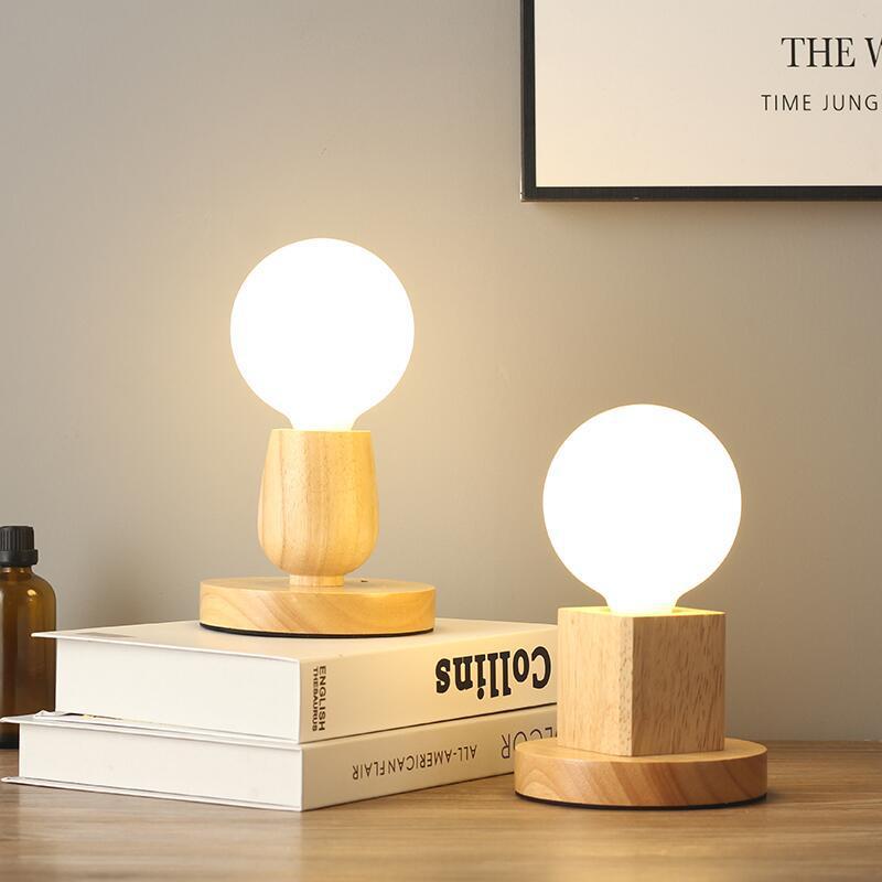 Modern Simple LED Night Light Wooden Decorative Table Lamp