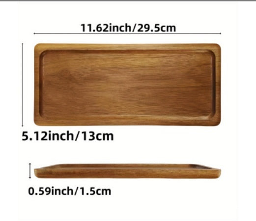 Japanese-style Acacia Wooden Tray Rectangular Service Plate Fruit Plate