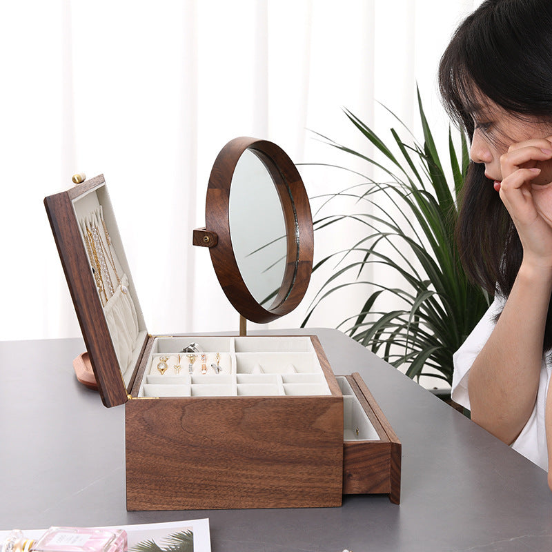 Pure Solid Wooden Jewelry Box Luxury Chinese Black Walnut