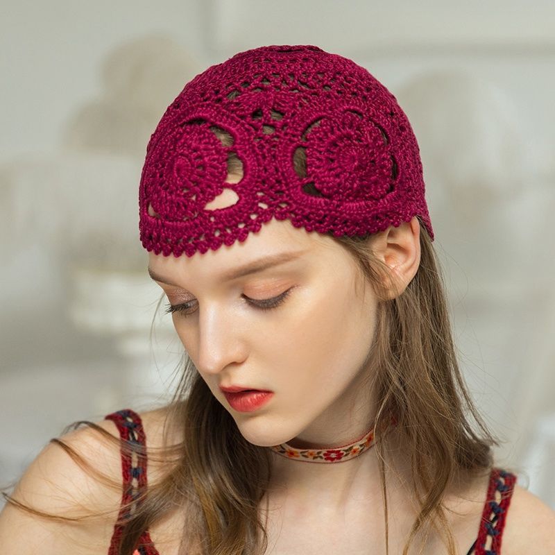 Hand-woven French Retro Crochet Toque