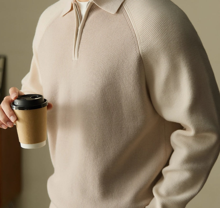 American Casual Half-height Zip Polo Sweater