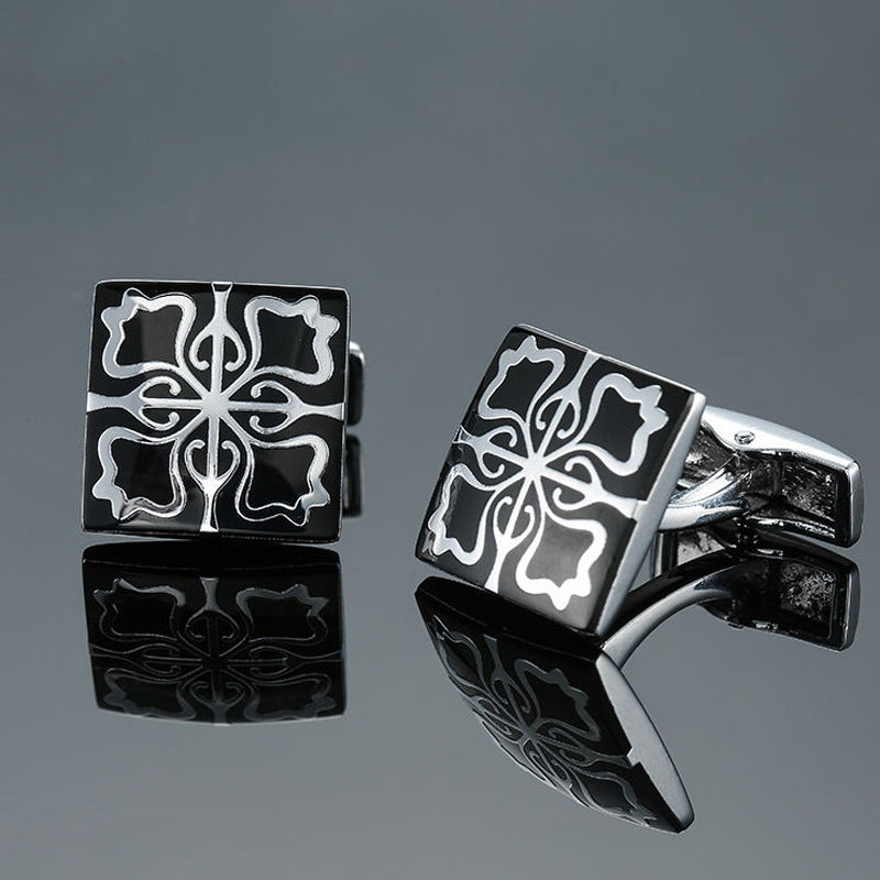 Grass Rose Gold And Silver Pattern Cufflinks