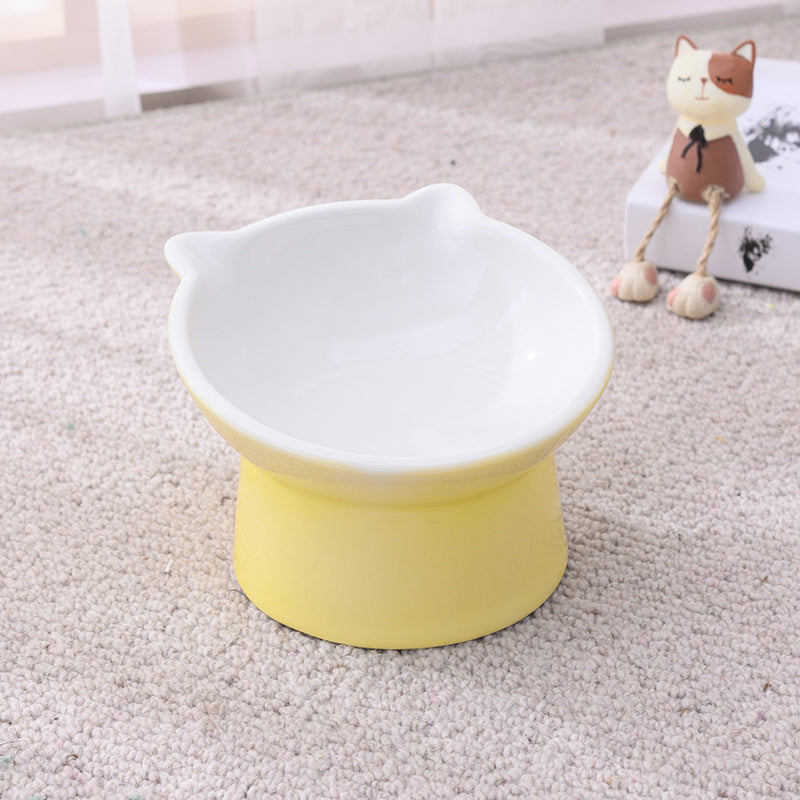 Ceramic Cat Bowl Anti Overturn Slanted Mouth