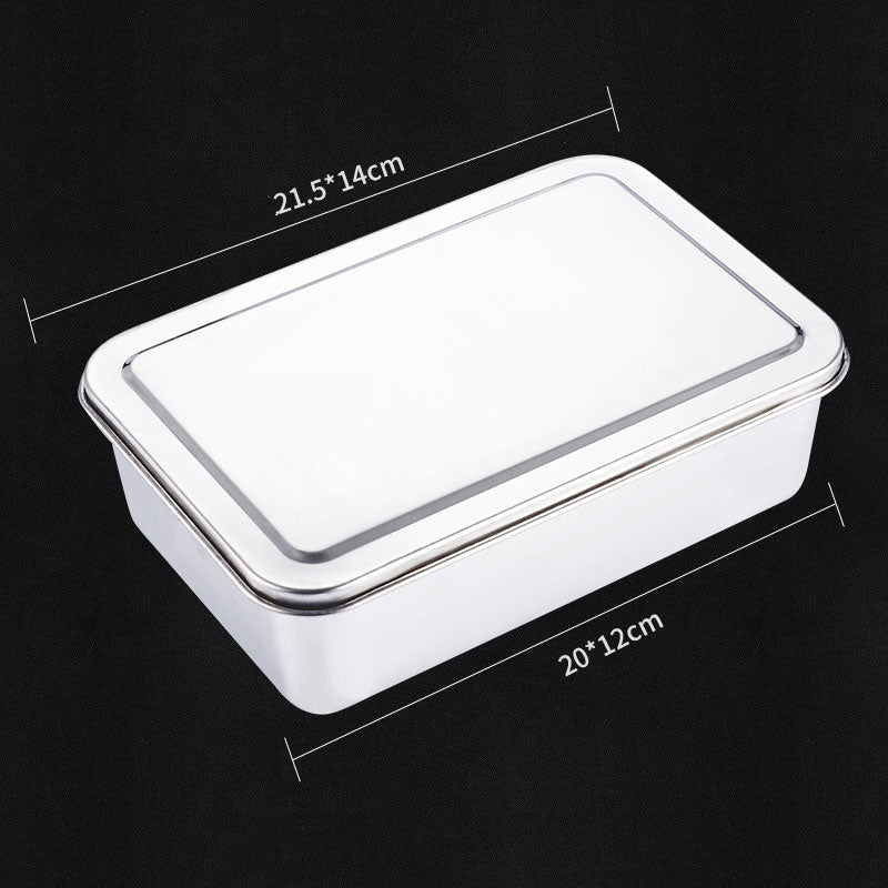 Stainless Steel Rectangular Plate Kitchen Preparing Plate Household With Lid