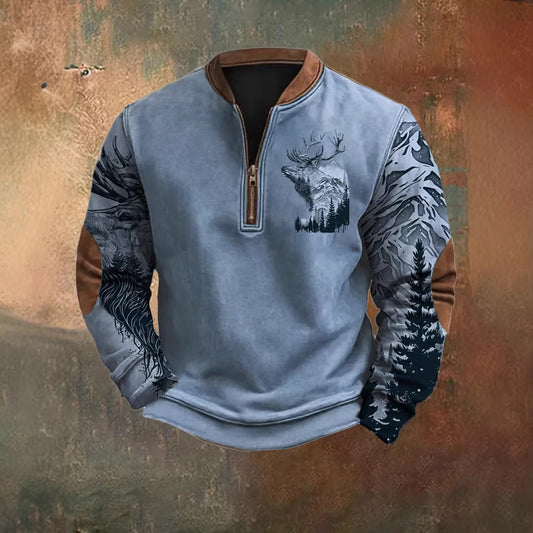 Polo Buckle Sweater Men's 3D Printing Half Zipper