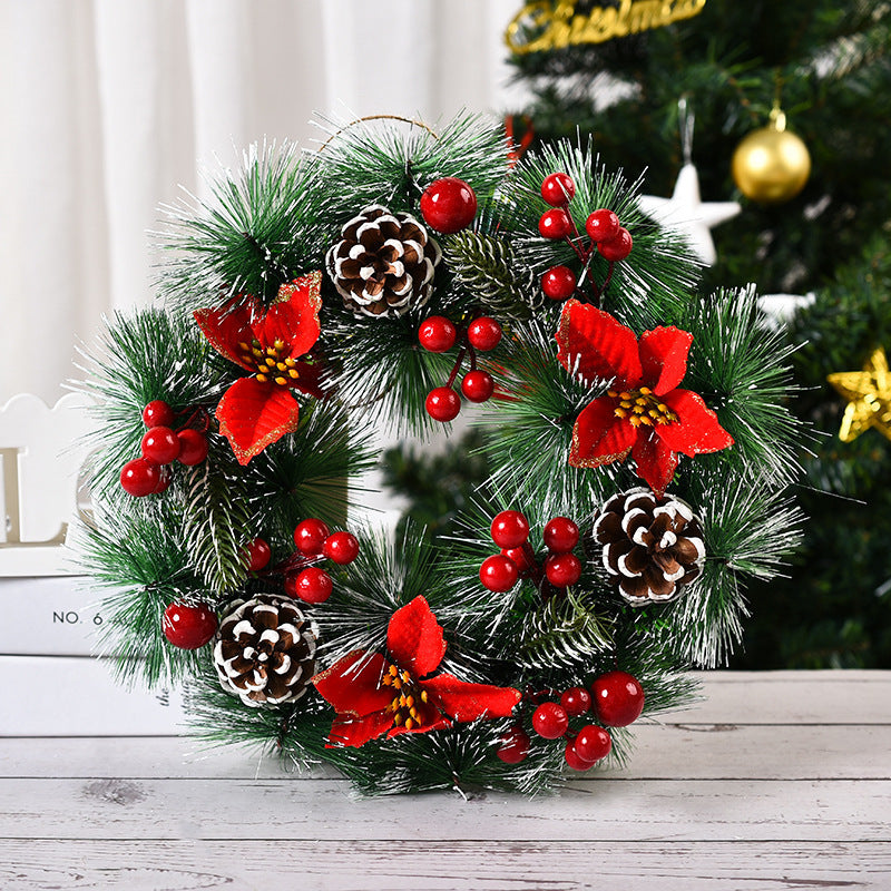 Handmade Simulation Of Christmas Wreath Hanging On The Door