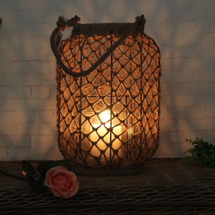 Hemp Rope Woven Lantern Garden Shade