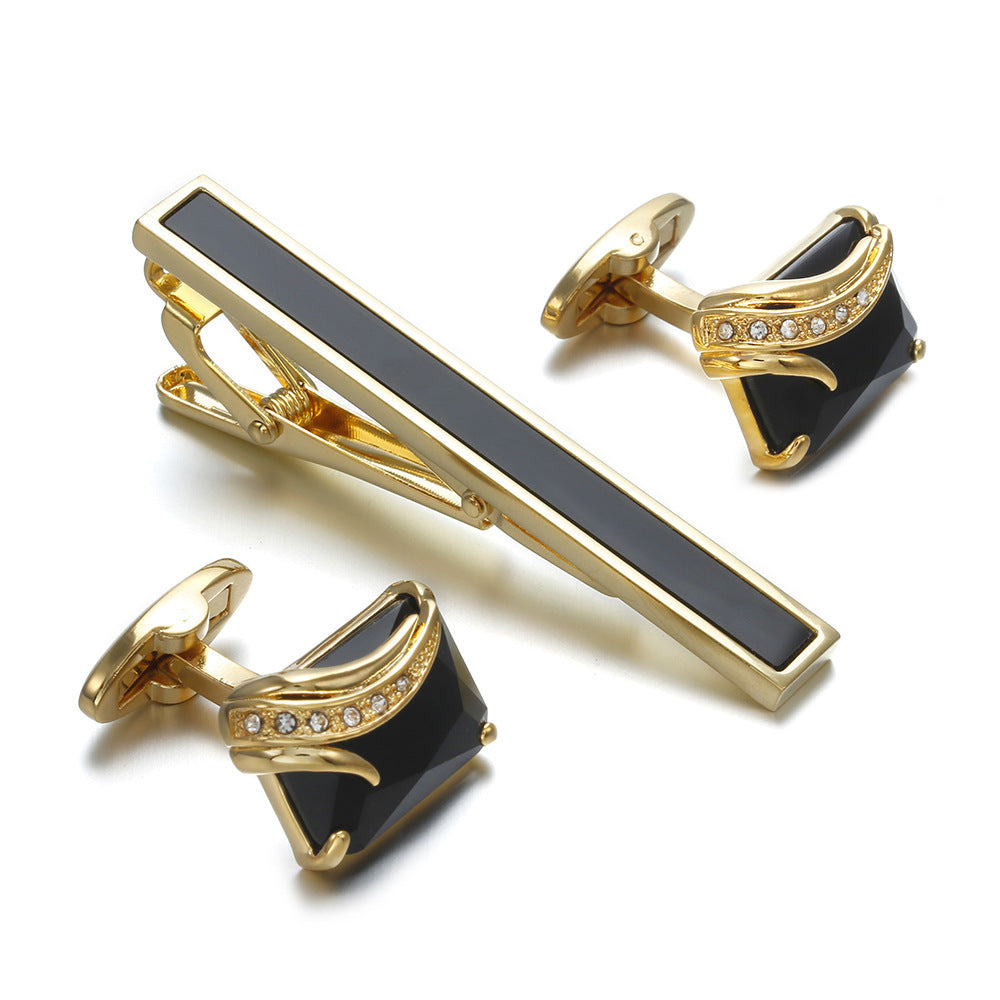 Fashion Gentleman Tie Clip High Quality Cufflinks Gold