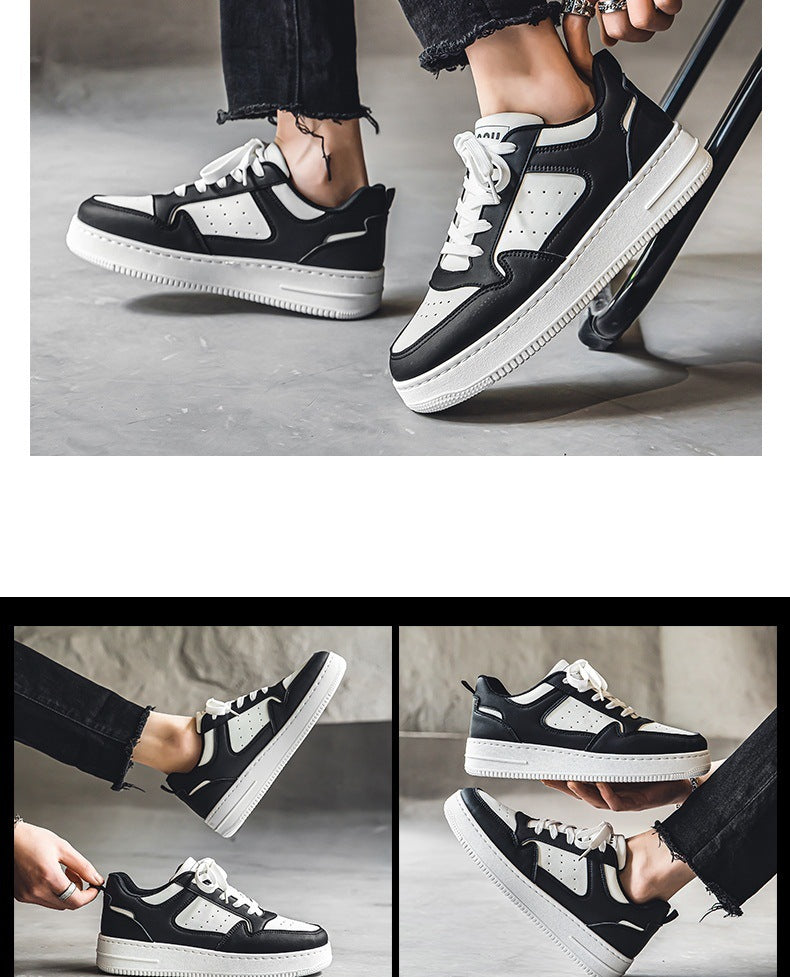 Leather Breathable Teen Trend All-matching Platform White Shoes