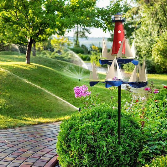 Outdoor Sailboat Windmill Unique Shape Garden Decoration