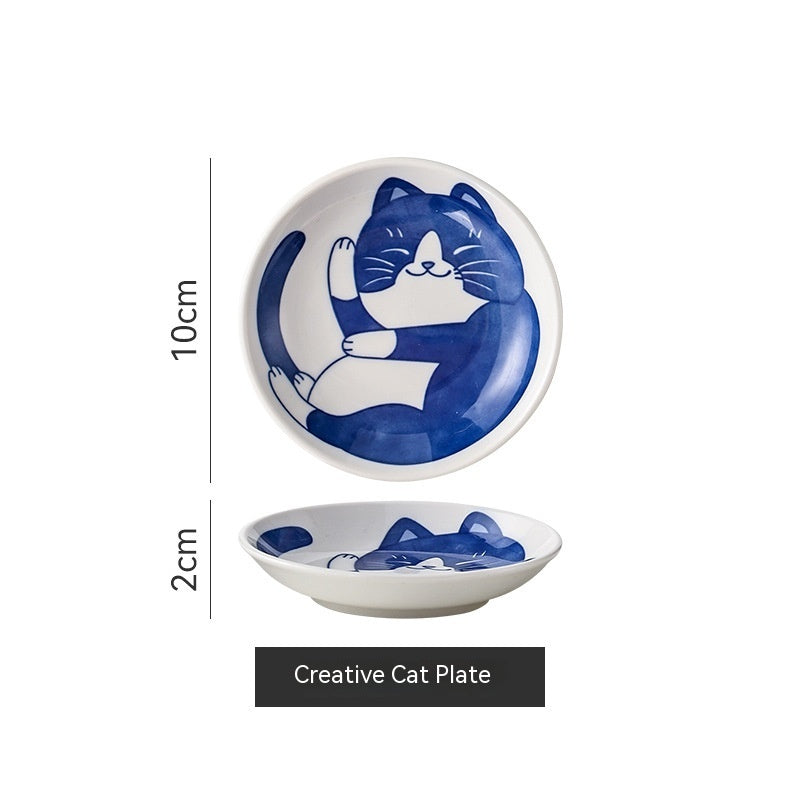 Home Cartoon Ceramic Cat Pattern Dish