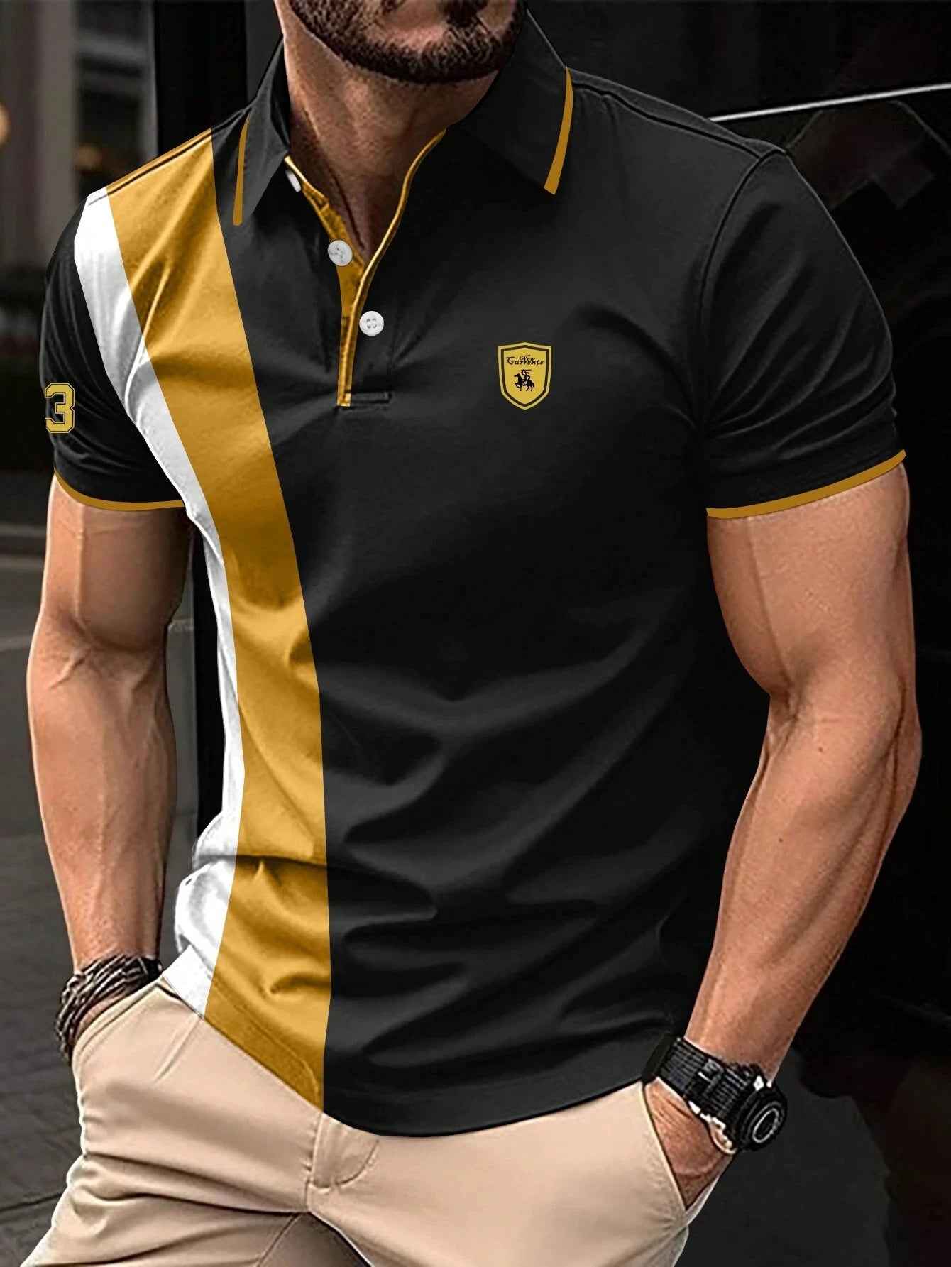 Men's 3D Printing Digital Printed Polo Shirt Short Sleeve