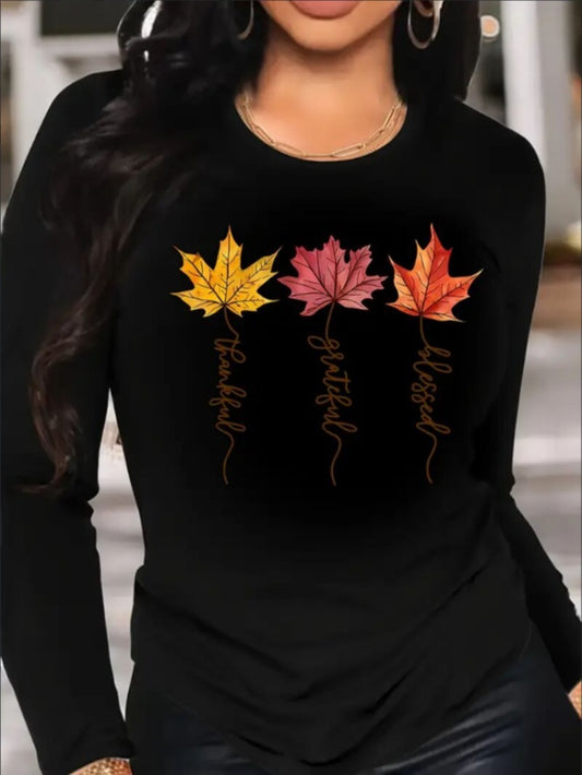 Women's Print Long-sleeved Hoodless Sweatshirt