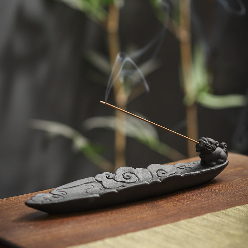 Home Ceramic Decor Incense Stick Holder Aromatherapy Censer Auspicious Clouds Incense Burner  Office Teahouse Ornament