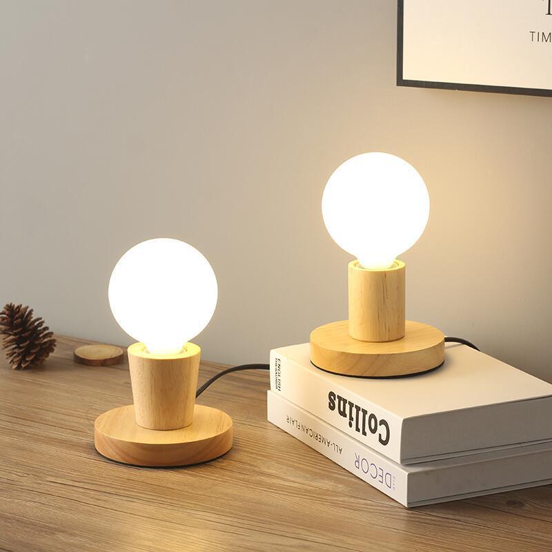 Modern Simple LED Night Light Wooden Decorative Table Lamp