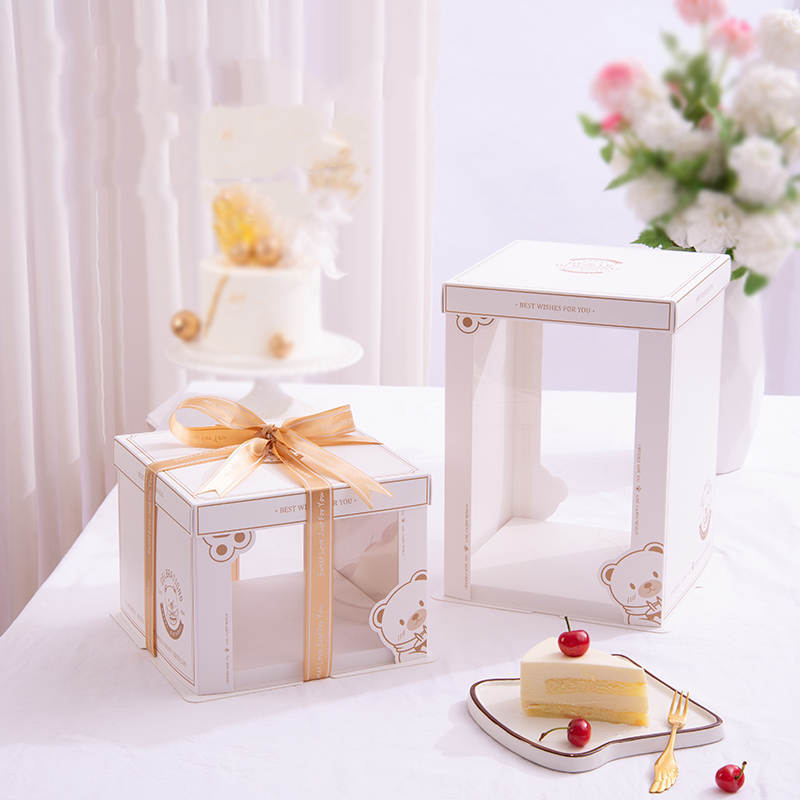 Birthday Cake Box Packaging Heightened Portable Transparent