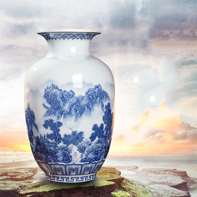 Blue And White Porcelain New Chinese Style Vase Ornament