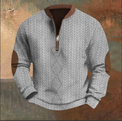 Autumn Winter Digital Printing Half Zipper Sweater For Men