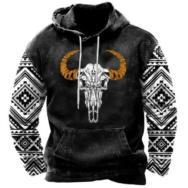 European And American 3D Printed Animal Graffiti Loose Hooded Sweater