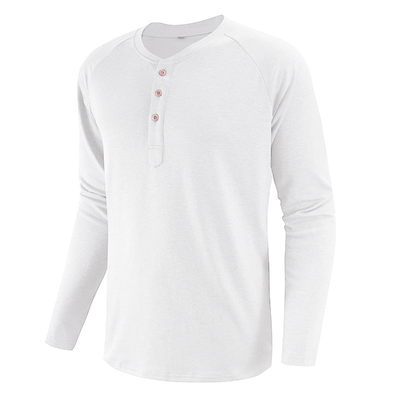 Spring And Summer European And American Plus Size Men's Clothing Henley Shirt Men's Long Sleeve