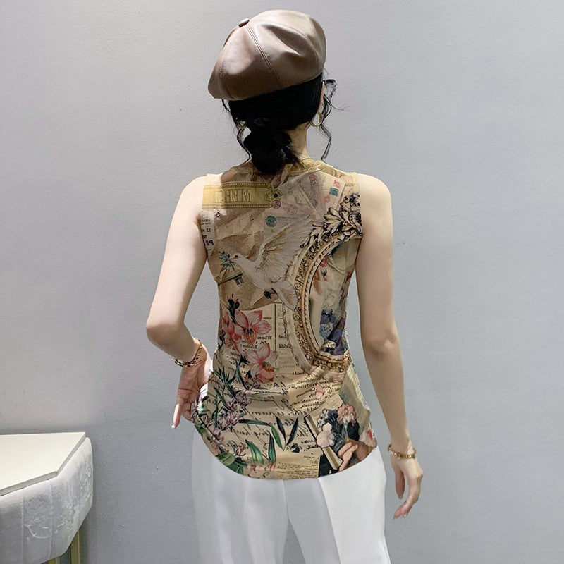 Fashion Printing Sweater Vest Women