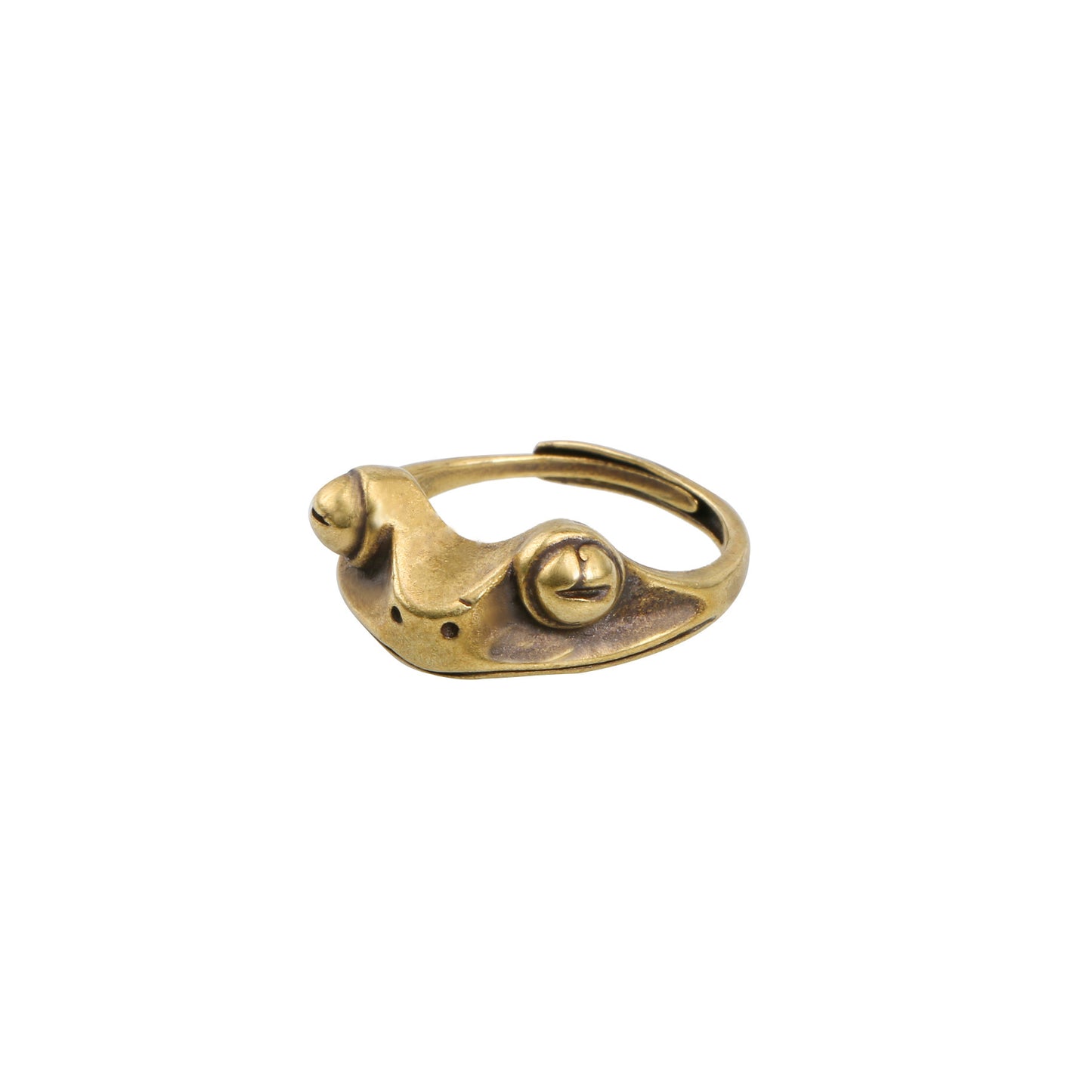 Bronze Engraving Golden Toad Creative Ring