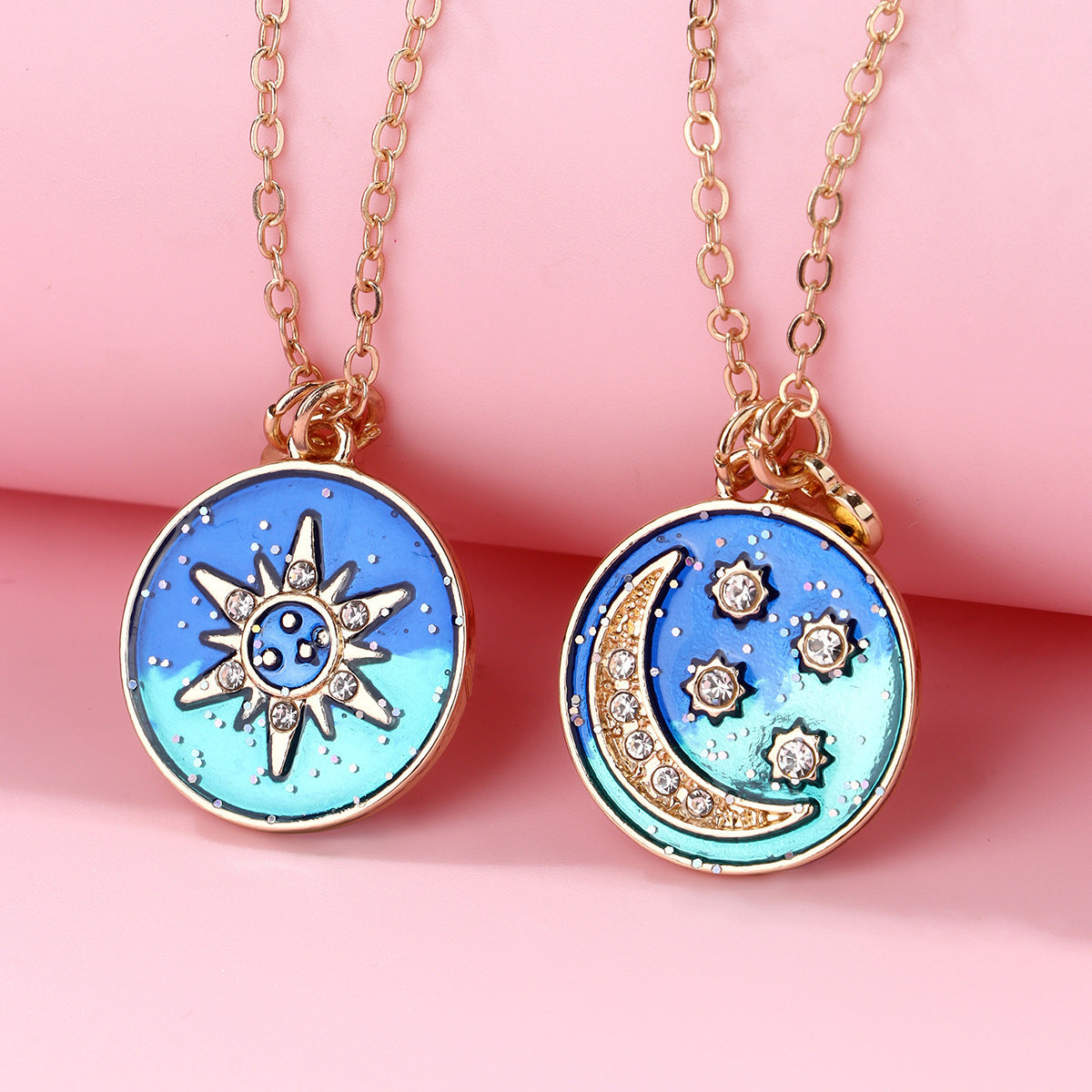 Couple Necklace Sun Moon XINGX Alloy Dripping Oil Suit