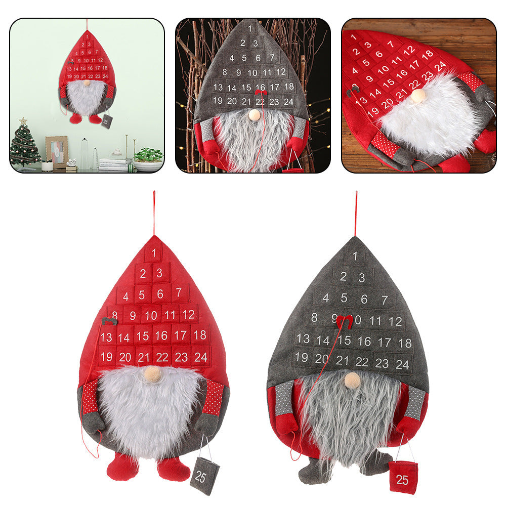 Christmas Advent Calendar Santa Claus Faceless Doll Hanging Christmas Decor Door Wall Window Party Supply