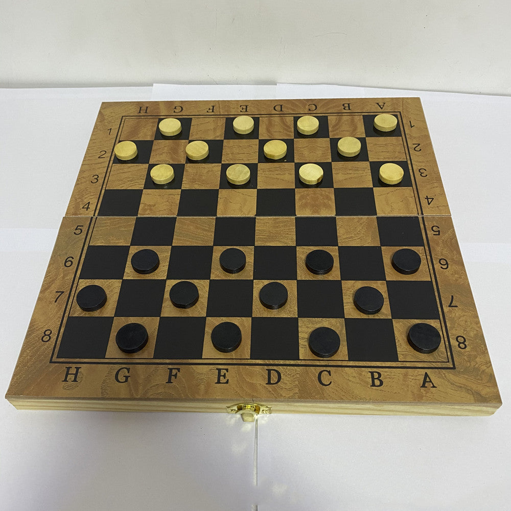 Wooden Wooden Box 3 In 1 Chess Western 29.5cm