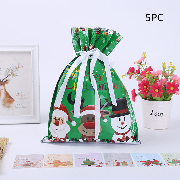 Christmas Gift Wrapping Bag Drawstring Decoration