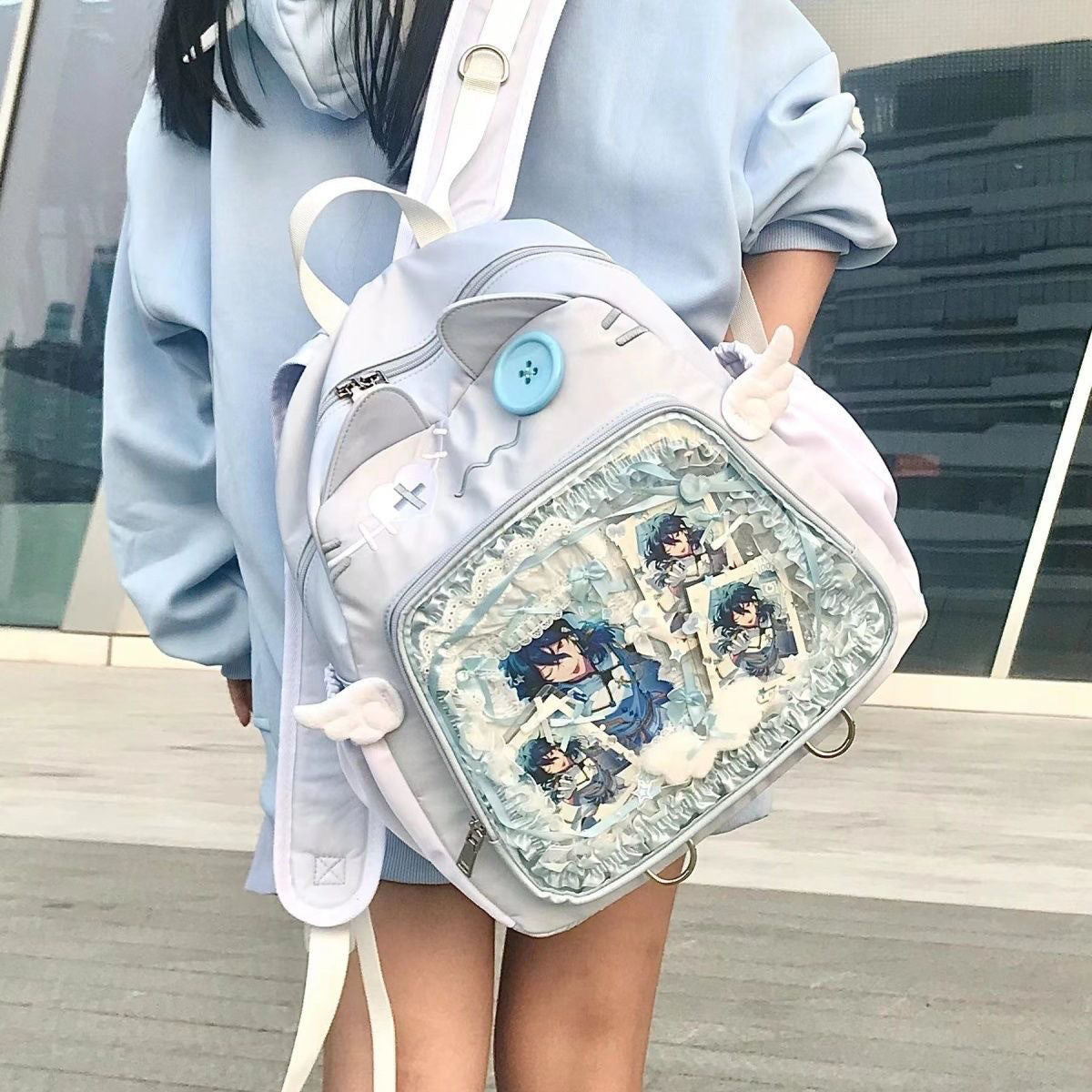 Japanese Transparent Preppy Style Large Capacity Casual Backpack