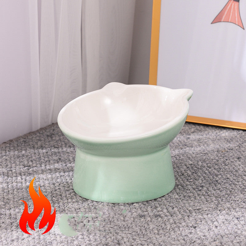 Ceramic Cat Bowl Anti Overturn Slanted Mouth