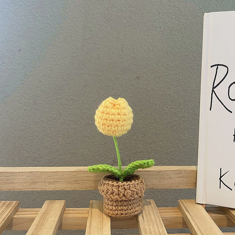 Hand Woven Mini Small Potted Flowers