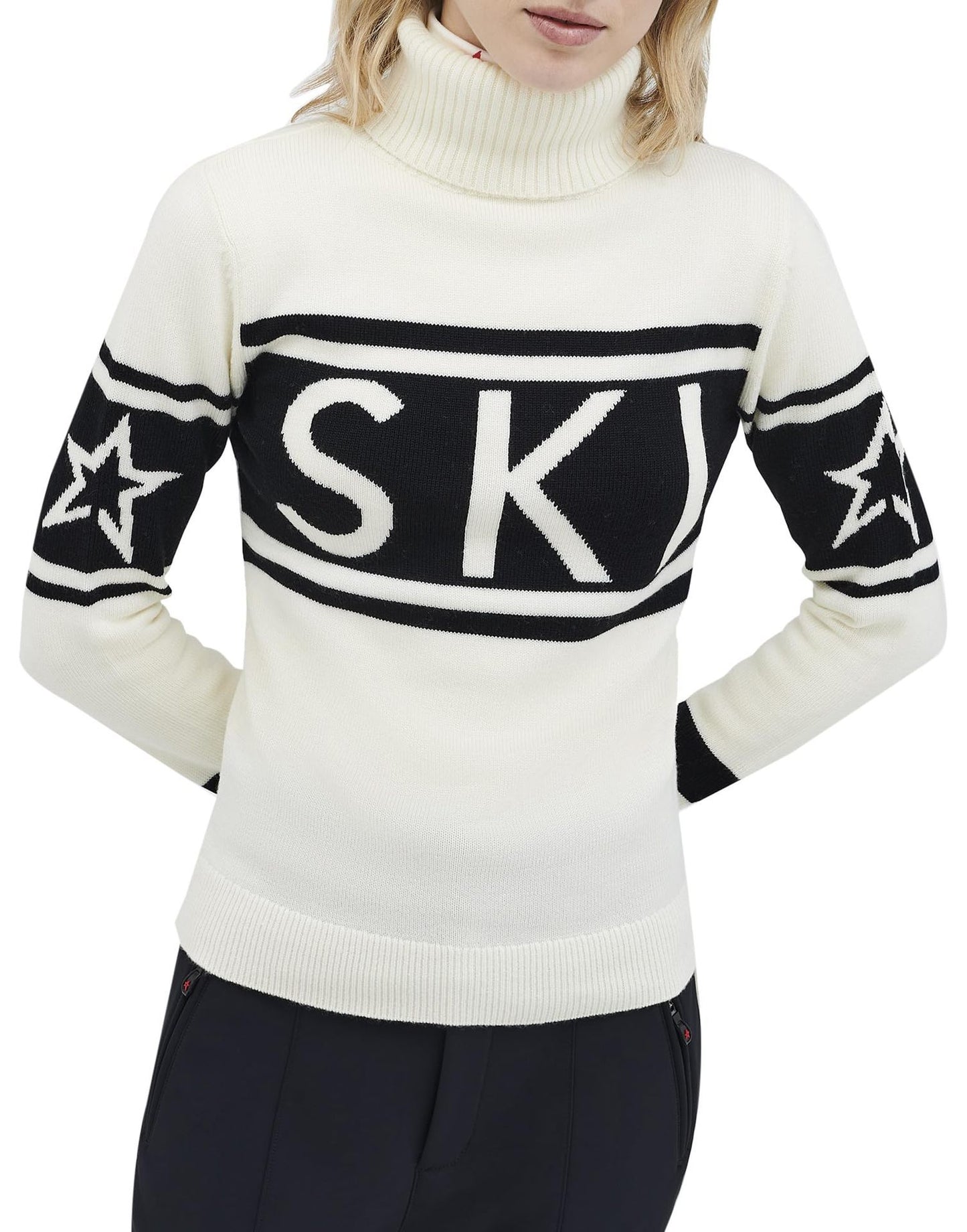 American-style Slim-fit Printed Turtleneck Sweater