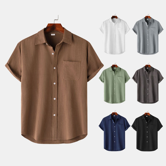 European And American Summer Short Sleeve Casual Cardigan Men's Shirt