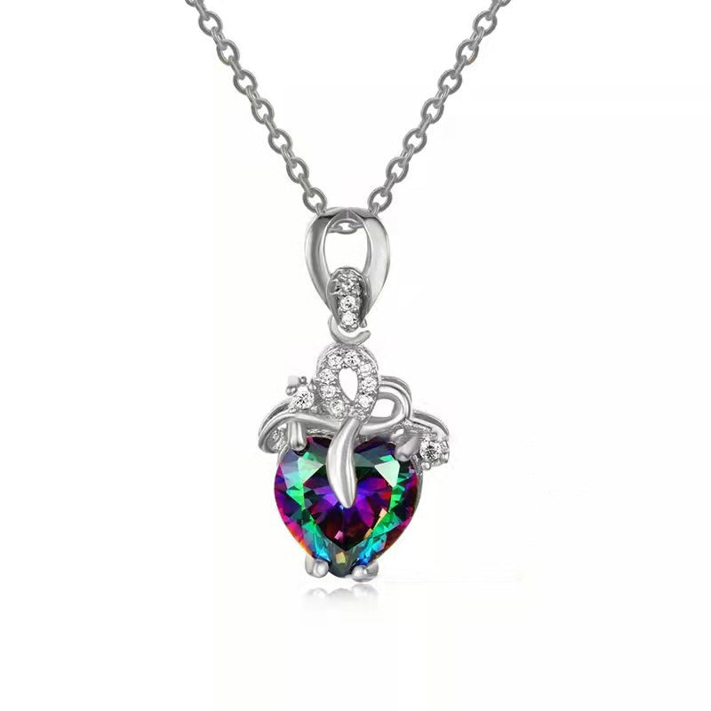 Fashion Love Pendant Necklace Heart-shaped Zircon Women's