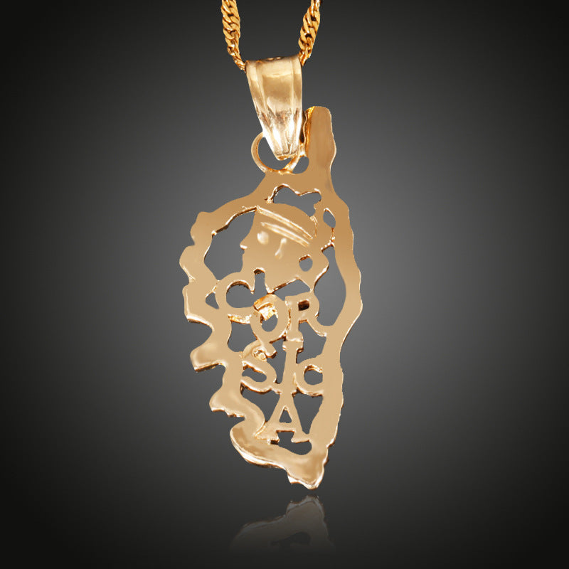 Map Pendant 18K Electroplated Gold Necklace