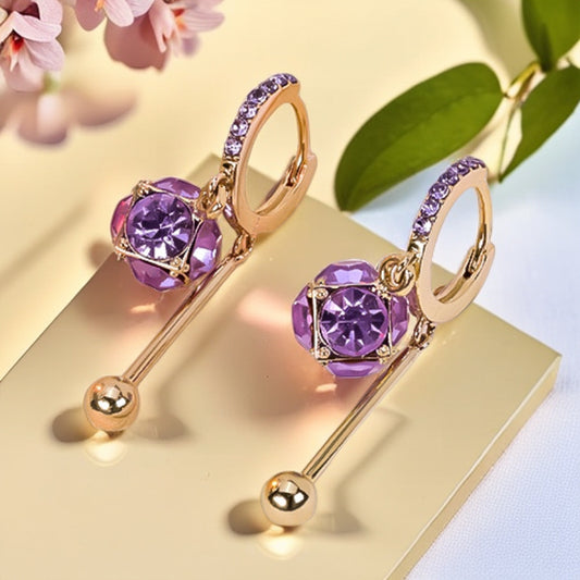 Zinc Alloy Plating Purple Diamond Women's Earrings