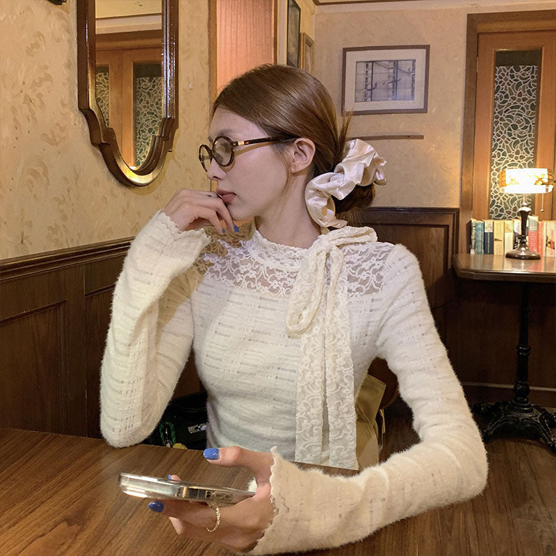 French Style Design Lace Bottoming Shirt For Women