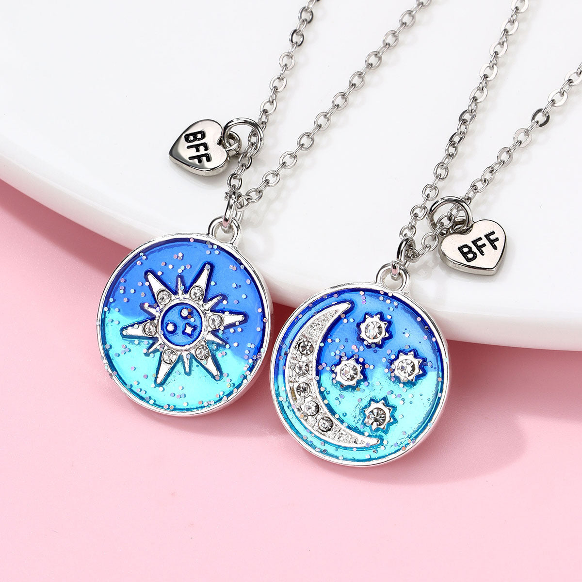 Couple Necklace Sun Moon XINGX Alloy Dripping Oil Suit