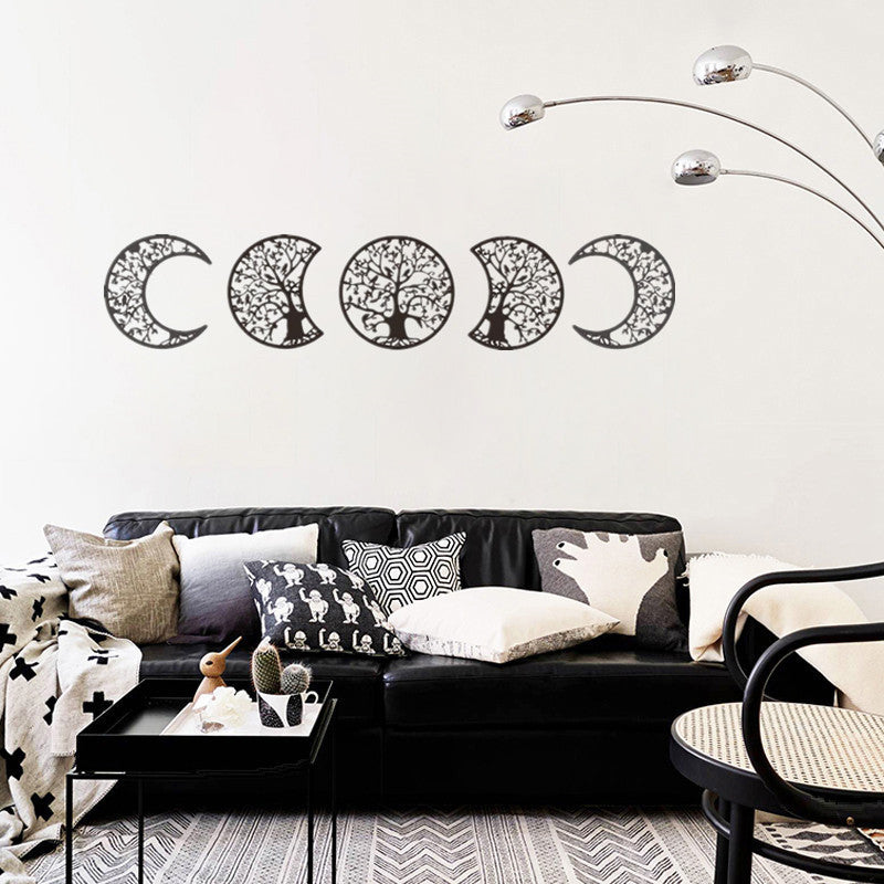 Moon Cycle Change Wooden Wall Sticker