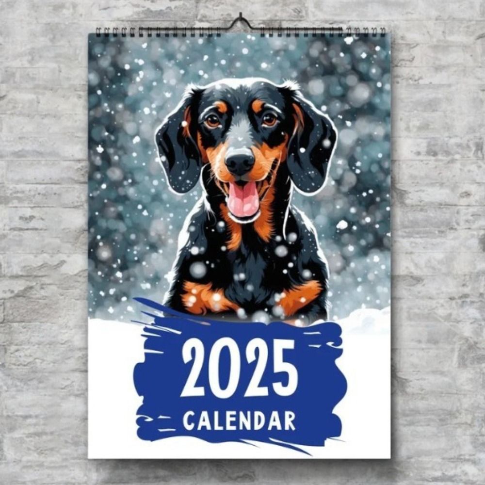 2025 Dachshund Calendar Daily Weekly Monthly Planner Paper Hanging Wall Calendar Gift Home Decor Wall Calendar Supplies