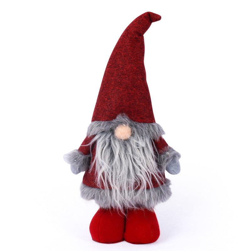 Cute Braids Faceless Plaid Hooded Forest Old Man Doll Home Plush Desktop Decoration